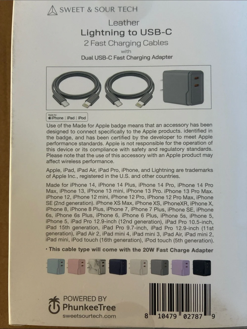 Pack of 2 6 ft charging cables lightning to USB-C new in box